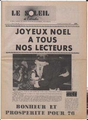 Le Soleil de Colombie, December 19, 1975, page 1