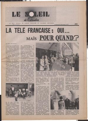 Le Soleil de Colombie, November 28, 1975, page 1