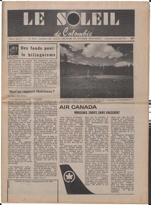Le Soleil de Colombie, August 22, 1975, page 1