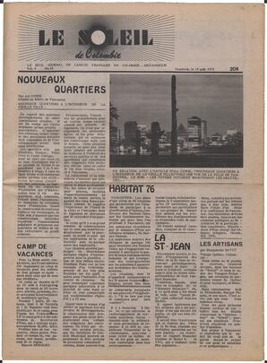 Le Soleil de Colombie, August 15, 1975, page 1