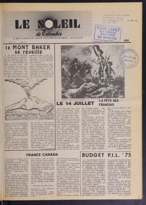 Le Soleil de Colombie, July 18, 1975, page 1