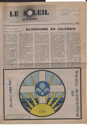 Le Soleil de Colombie, June 13, 1975, page 1