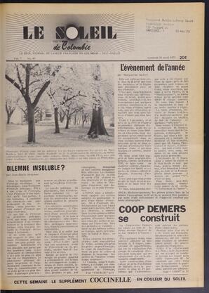 Le Soleil de Colombie, April 18, 1975, page 1