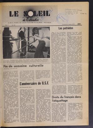 Le Soleil de Colombie, March 28, 1975, page 1