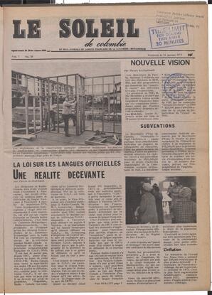 Le Soleil de Colombie, January 31, 1975, page 1