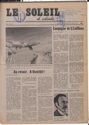 Le Soleil de Colombie, January 17, 1975, page 1