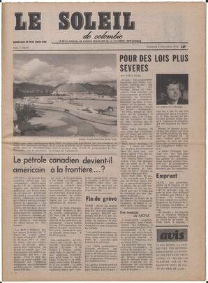 Le Soleil de Colombie, December 6, 1974, page 1