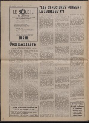 Le Soleil de Colombie, November 29, 1974, page 2