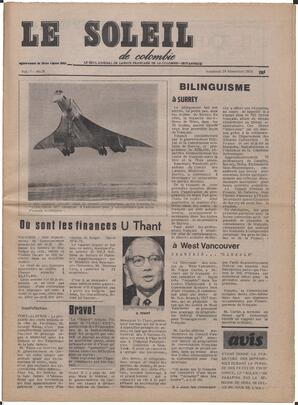 Le Soleil de Colombie, November 29, 1974, page 1