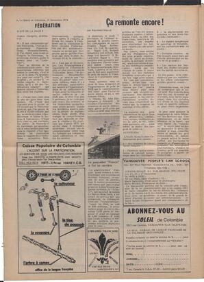 Le Soleil de Colombie, November 15, 1974, page 6
