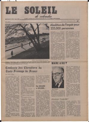 Le Soleil de Colombie, November 15, 1974, page 1