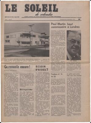 Le Soleil de Colombie, November 1, 1974, page 1