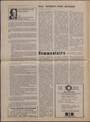 Le Soleil de Colombie, October 25, 1974, page 2