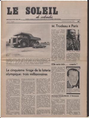 Le Soleil de Colombie, October 18, 1974, page 1