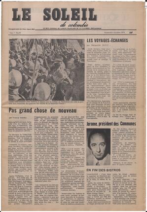 Le Soleil de Colombie, October 4, 1974, page 1