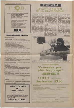 Le Soleil de Colombie, June 28, 1974, page 2