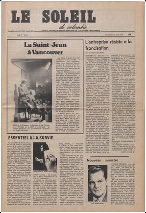 Le Soleil de Colombie, June 28, 1974, page 1