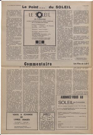 Le Soleil de Colombie, May 3, 1974, page 2