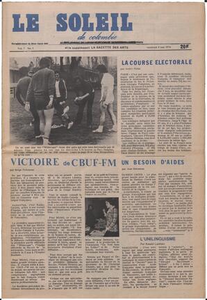 Le Soleil de Colombie, May 3, 1974, page 1