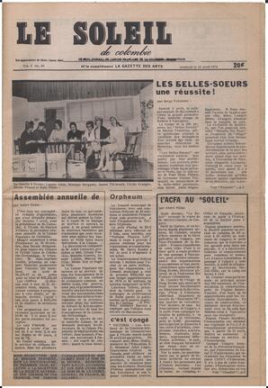 Le Soleil de Colombie, April 12, 1974, page 1