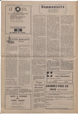 Le Soleil de Colombie, March 1, 1974, page 2