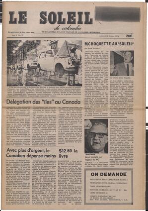 Le Soleil de Colombie, February 8, 1974, page 1