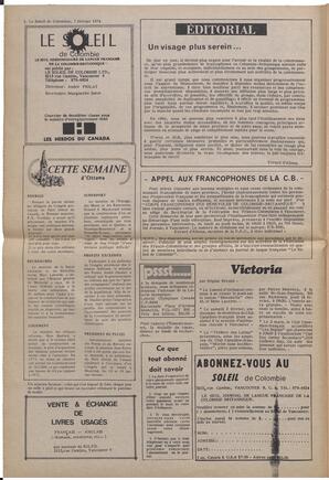 Le Soleil de Colombie, February 1, 1974, page 2