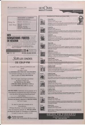 Le Soleil de Colombie-Britannique, February 27, 1998, page 18