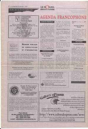 Le Soleil de Colombie-Britannique, February 20, 1998, page 8