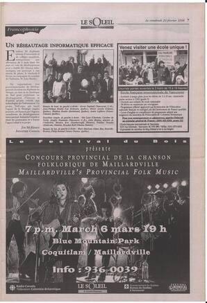 Le Soleil de Colombie-Britannique, February 20, 1998, page 7