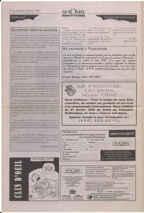 Le Soleil de Colombie-Britannique, February 13, 1998, page 4