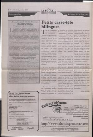 Le Soleil de Colombie-Britannique, January 30, 1998, page 2
