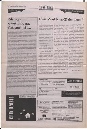 Le Soleil de Colombie-Britannique, January 23, 1998, page 4
