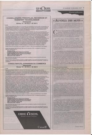 Le Soleil de Colombie-Britannique, December 12, 1997, page 7