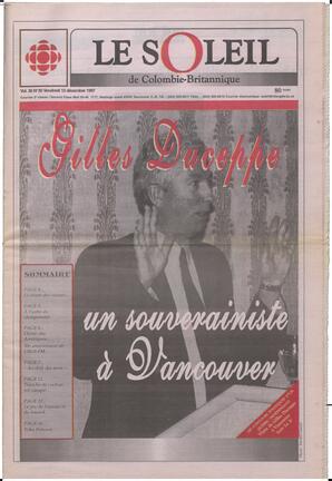 Le Soleil de Colombie-Britannique, December 12, 1997, page 1