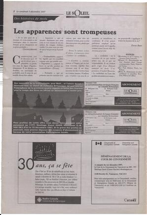 Le Soleil de Colombie-Britannique, December 5, 1997, page 2