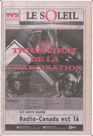 Le Soleil de Colombie-Britannique, November 21, 1997, page 1