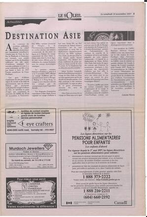 Le Soleil de Colombie-Britannique, November 14, 1997, page 5