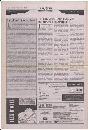 Le Soleil de Colombie-Britannique, November 14, 1997, page 4