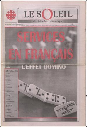 Le Soleil de Colombie-Britannique, October 24, 1997, page 1