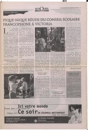 Le Soleil de Colombie-Britannique, September 26, 1997, page 7