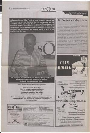 Le Soleil de Colombie-Britannique, September 26, 1997, page 2