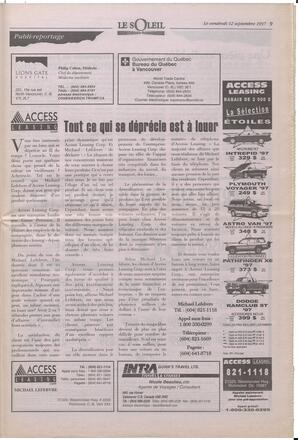 Le Soleil de Colombie-Britannique, September 12, 1997, page 9