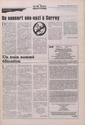 Le Soleil de Colombie-Britannique, September 12, 1997, page 5