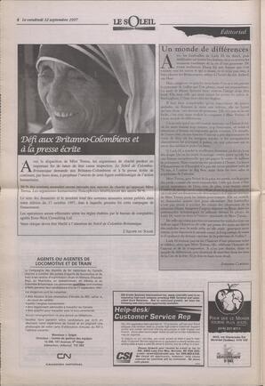 Le Soleil de Colombie-Britannique, September 12, 1997, page 4