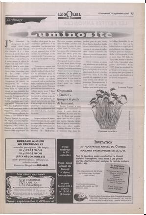 Le Soleil de Colombie-Britannique, September 12, 1997, page 13