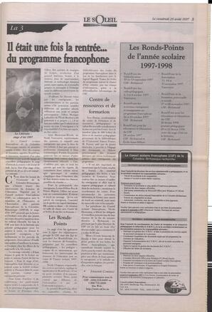 Le Soleil de Colombie-Britannique, August 29, 1997, page 3
