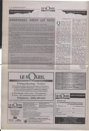 Le Soleil de Colombie-Britannique, August 8, 1997, page 2