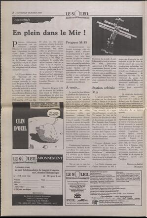 Le Soleil de Colombie-Britannique, July 18, 1997, page 2