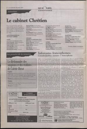 Le Soleil de Colombie-Britannique, June 20, 1997, page 2